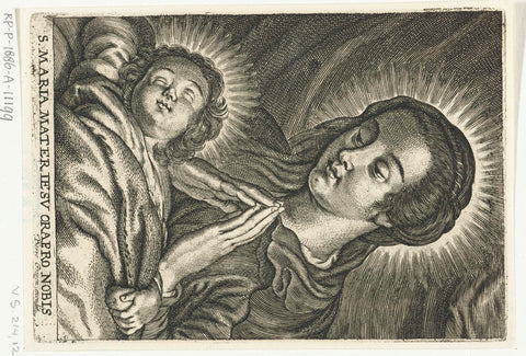 Mary worships the sleeping Christ child, Schelte Adamsz. Bolswert, 1596 - 1659 Canvas Print