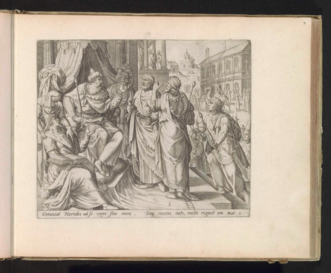 The Three Kings Visit Herod, Johann Sadeler (I), 1585 Canvas Print