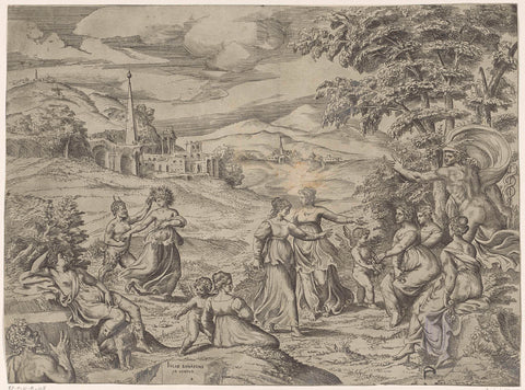 Mercury tells the story of Pan and Syrinx, Giulio Bonasone, 1501 - 1580 Canvas Print