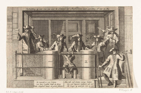 Draw of the lottery in Amsterdam, 1696, Pieter van den Berge, 1696 Canvas Print