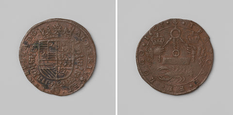 Continuation of the siege of Ostend, calculation medal in honour of Albrecht and Isabella of Austria, anonymous, 1603 Canvas Print