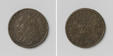 Emergency coin of half a crown of siege of James II, King of England, from March 1689, anonymous, 1689 Canvas Print