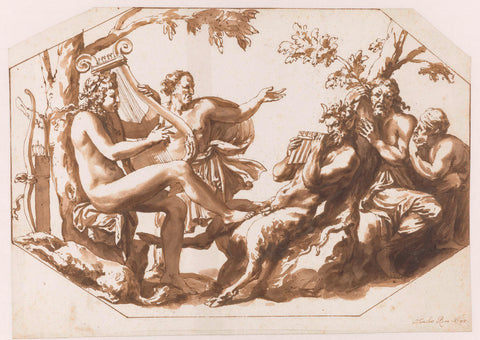 The Contest between Apollo and Pan, Jan de Bisschop, 1648 - 1671 Canvas Print