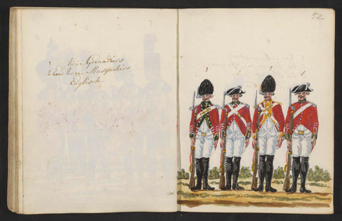 Uniforms of English grenadiers and musketeers, S.G. Casten, 1795 - 1796 Canvas Print