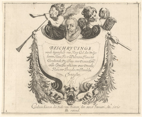 Title pageant for the funeral procession of Walraven van Brederode (plate 1), 1615, Simon Frisius, 1615 Canvas Print