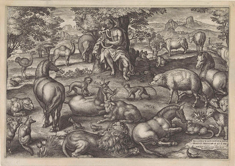 Orpheus and the animals, Johannes Wierix, 1615 Canvas Print