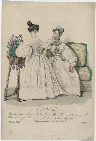 La Mode, 16 August 1834, Pl. 392 : Fichu garni de dentelle-aprier (...), Jean Alexandre Allais, 1834 Canvas Print