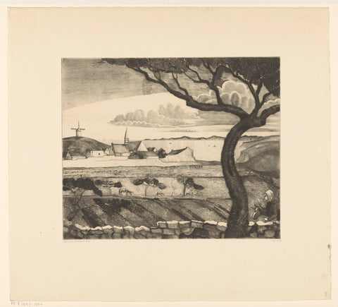 Coastal landscape with country road, Lodewijk Schelfhout, 1928 Canvas Print