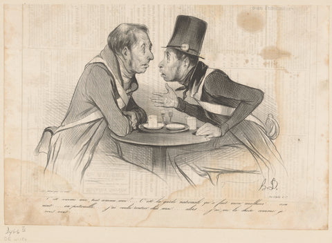 Two members of the National Guard complain to each other, Honoré Daumier, 1838 Canvas Print