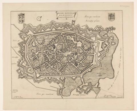 Map of Mons (Mons), Joachim Ottens, c. 1700 - 1710 Canvas Print