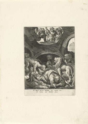 Daniël in de leeuwenkuil, Crispijn van de Passe (I), 1591 Canvas Print