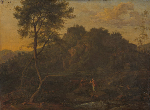 Nymph and Shepherd Making Music in a Landscape, Abraham Genoels (attributed to), c. 1685 Canvas Print