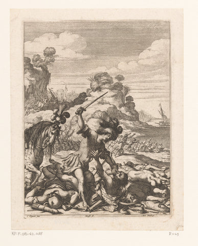 In the fray, Melinte kills the king of his enemies, Abraham Bosse, 1639 Canvas Print