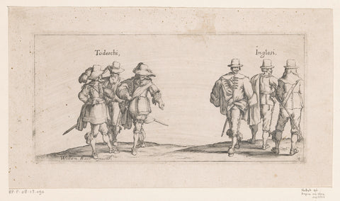 Three Germans and three Englishmen, anonymous, Johann Wilhelm Baur, 1636 - 1716 Canvas Print