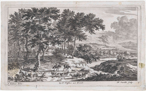 Landscape with a Shepherd on Horseback, Willem Swidde, c. 1676 - 1688 Canvas Print