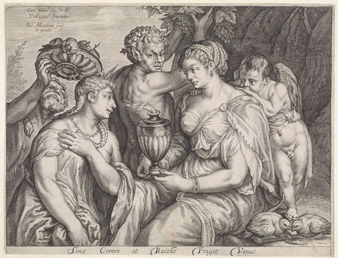 Ceres Bacchus and Venus, Jacob Matham, 1599 - 1603 Canvas Print