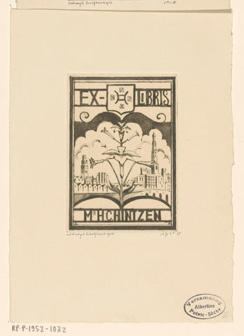 Ex-libris of Herman Carel Hintzen, Lodewijk Schelfhout, 1926 Canvas Print