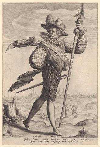 Lieutenant with lance, Jacob de Gheyn (II), 1589 Canvas Print