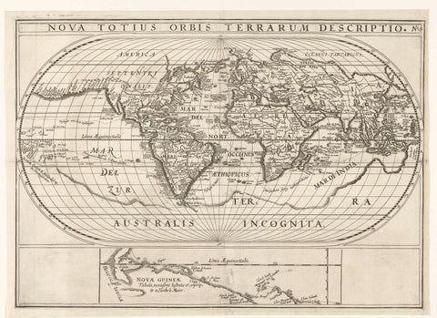 Map of the world with the journeys of Joris van Spilbergen and Jacob le Maire around the world, 1614-1617, anonymous, 1646 Canvas Print