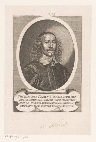 Portrait of chrysostomus Cöler, Matthäus Merian (I), 1652 Canvas Print