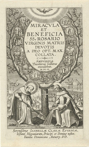 Titelprent voor Miracula et Beneficia SS. Rosario, 1610, Theodoor Galle (attributed to), 1610 Canvas Print