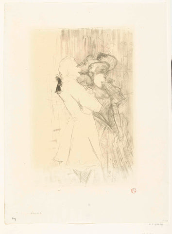 Portrait of singer Marcelle Lender and singer Numa Auguez in operetta La Chanson de Fortunio, Henri de Toulouse-Lautrec, 1895 Canvas Print