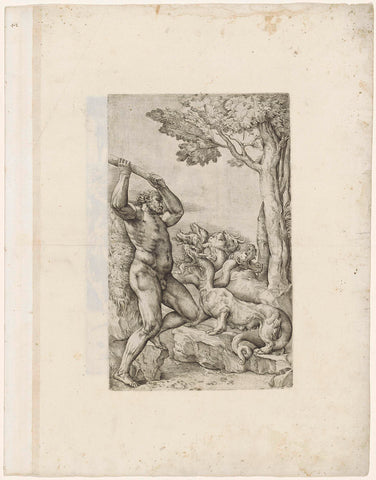 Hercules in battle with the Hydra of Lerna, Battista Franco, 1520 - 1561 Canvas Print