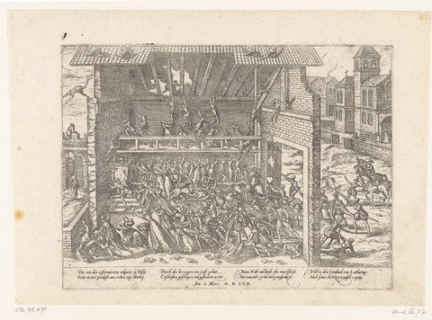 Murder of the Protestants at Wassy, 1562, Frans Hogenberg, 1565 - 1573 Canvas Print