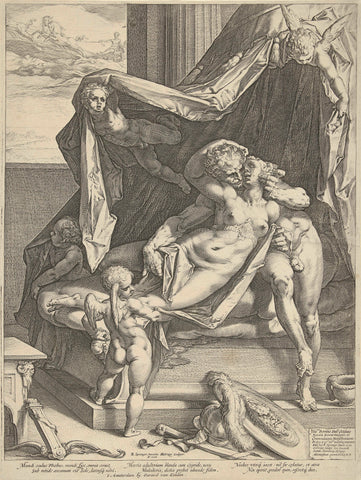 Mars en Venus, Hendrick Goltzius, 1688 - 1727 Canvas Print