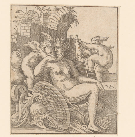 Venus met de wapens de wapens van Mars op de grond, anonymous, Jost Amman, 1580 Canvas Print