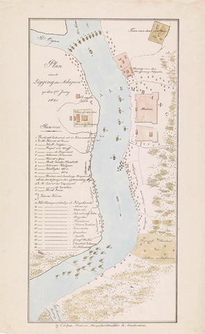 Map of the river at Palembang, 1821, anonymous, 1821 Canvas Print