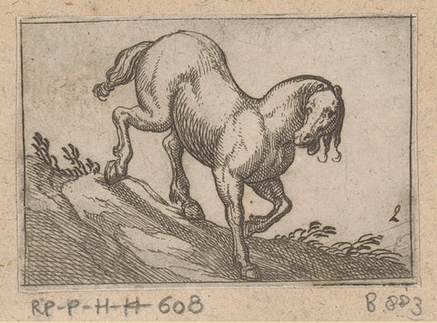 Horse descending a slope, Antonio Tempesta, 1565 - 1630 Canvas Print