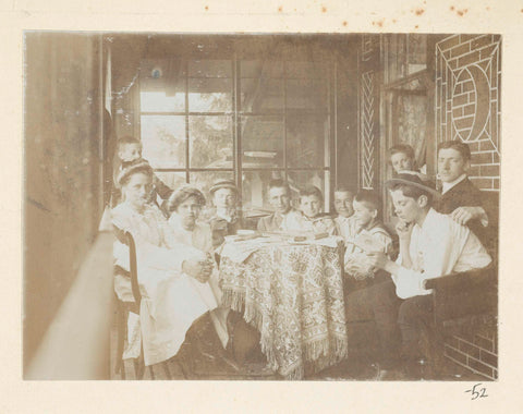 The children and young of the Kessler family on the balcony of the holiday home, presumably in the Harz. They sit around a table with books and writing utensils, Geldolph Adriaan Kessler, c. 1903 Canvas Print