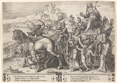 Triumphal Chariot with Humility (Humilitas), Cornelis Cort, 1564 Canvas Print