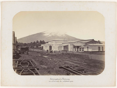 Station building in Buitenzorg, seen from the site of the workshops, anonymous, 1880 - 1888 Canvas Print