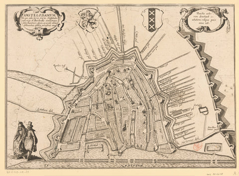 Map of Amsterdam, 1612, anonymous, 1617 - 1657 Canvas Print