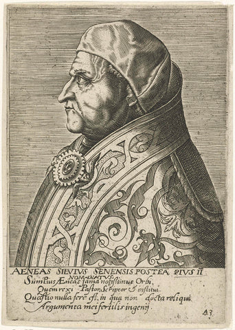 Portrait of Pope Pius II, Philips Galle, 1567 Canvas Print