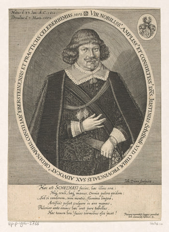 Portrait of Justin Schelhase, Johann Dürr, 1652 Canvas Print