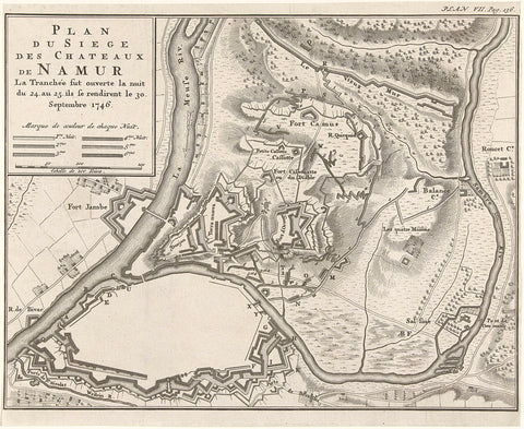 Plan of the siege of the castle of Namur, 1746, anonymous, 1746 Canvas Print