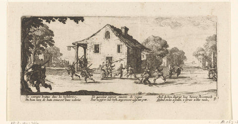 Soldiers plunder an inn, Jacques Callot, 1677 - 1690 Canvas Print