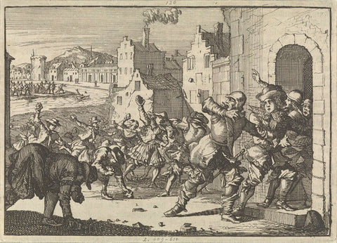 Riot in Vienna due to anti-Semitic actions, 1617, Caspar Luyken, 1698 Canvas Print