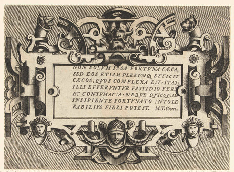 Cartouche with a quote from Cicero, Frans Huys, 1555 Canvas Print