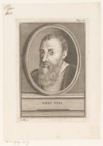 Portrait of song writer Neri Pepi, J. Verkruys, 1750 Canvas Print