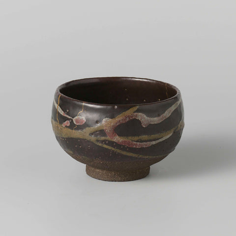 Tea bowl with green and red lines, anonymous, anonymous, c. 1800 - c. 1899 Canvas Print