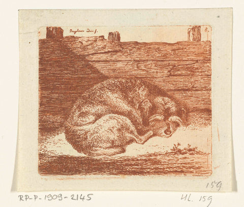 Sleeping dog, Ernst Willem Jan Bagelaar, 1798 - 1837 Canvas Print