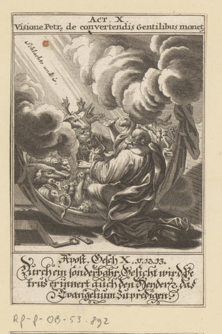 Apostle Peter has the vision of the unclean animals, anonymous, 1697 Canvas Print