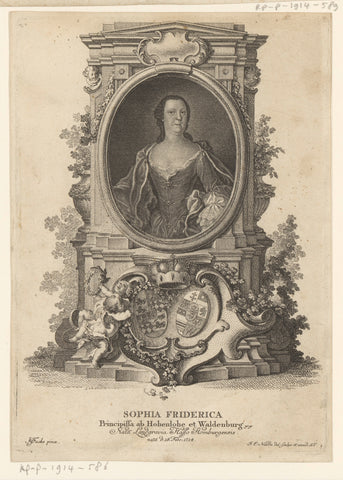 Portret van Sophia Friederike von Hohenlohe-Bartenstein, Johann Esaias Nilson, 1731 - 1788 Canvas Print