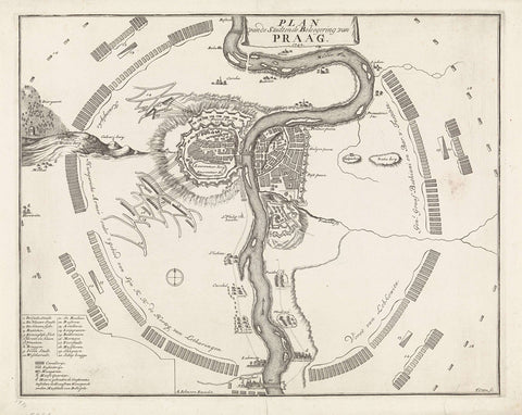 Plan of the Siege of Prague, 1742, Theodorus Otten, 1742 - 1744 Canvas Print