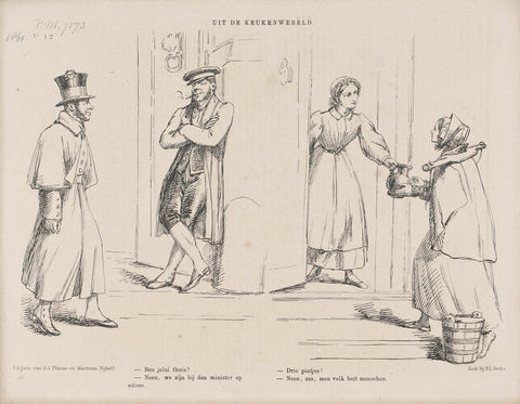 Cartoon with funny statements by The Hague service bids, 1861, Johan Michaël Schmidt Crans, 1861 Canvas Print