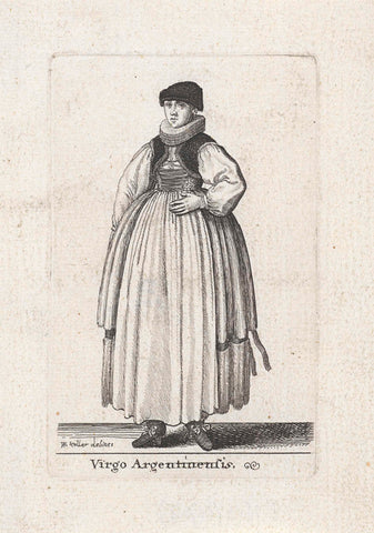 Woman in traditional costume from Strasbourg, Wenceslaus Hollar, 1644 - 1704 Canvas Print